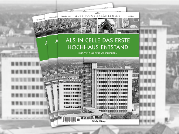 Abbildung Titelbild des Magazins Alte Fotos erzählen Band 13 
Als Karstadt in Celle noch Waren anbot
Das Foto zeigt das alte Karstadt-Gebäude
