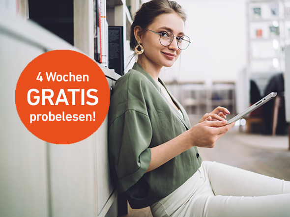 Frau mit Tablett in der Hand
4 Wochen gratis probelesen